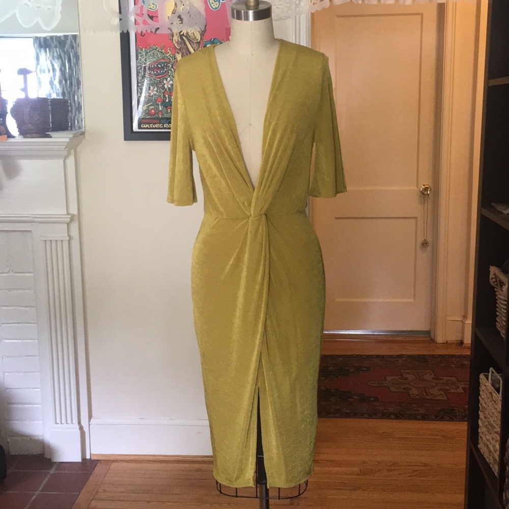 ASOS Chartreuse Plunging Front Bodycon